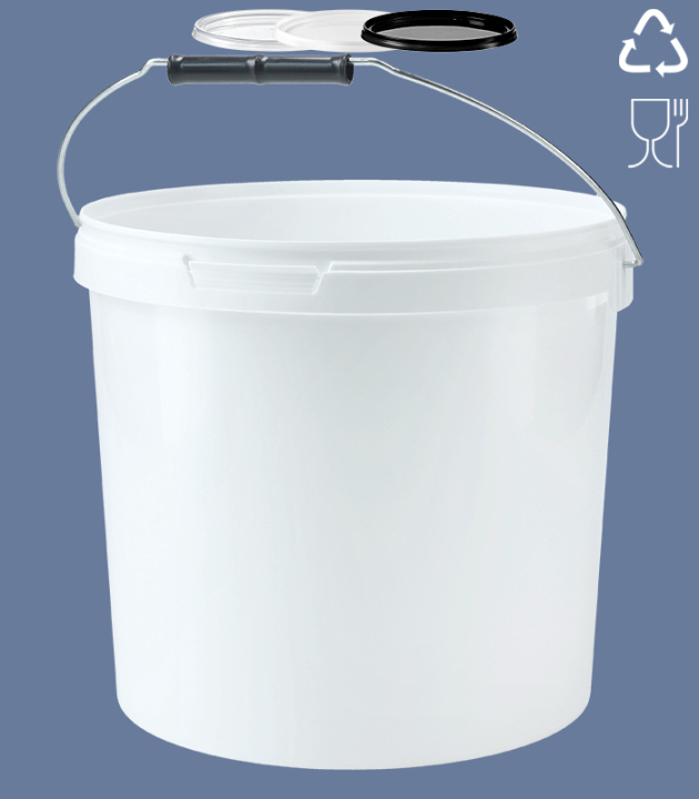 ROUND-BUCKET 12 L / WHITE METALL HANDLE