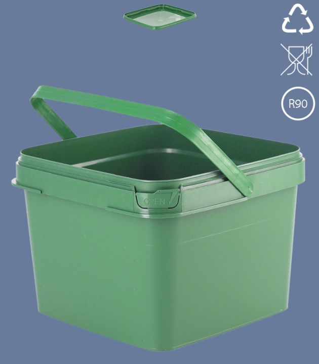 QUADRAT-EIMER 4,2 L Re90 / GREEN